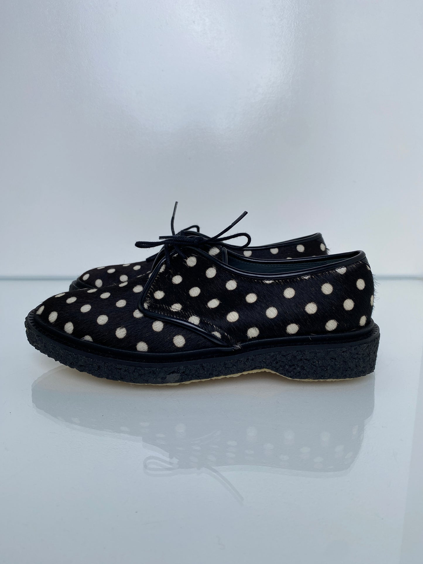 Adiev Black & White Polka Dot Loafers, 6