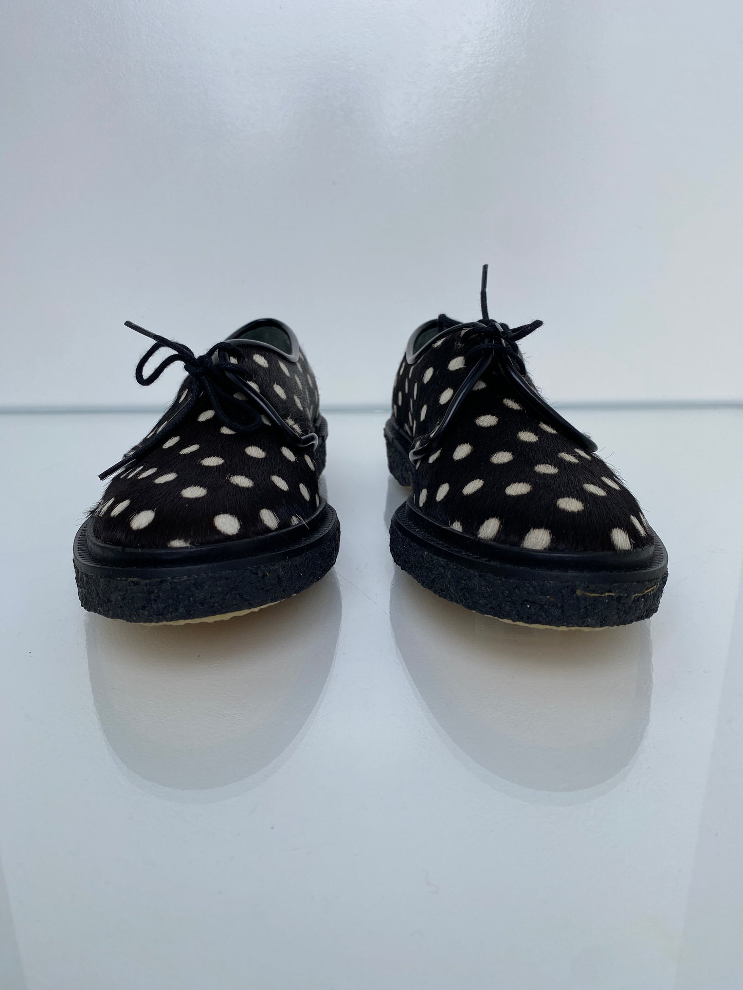 Adiev Black & White Polka Dot Loafers, 6