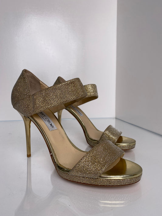 Jimmy Choo Gold 2 Strap Heels, 42