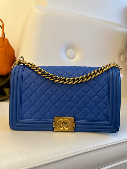 Chanel Boy Medium Lambskin Blue GHW #21