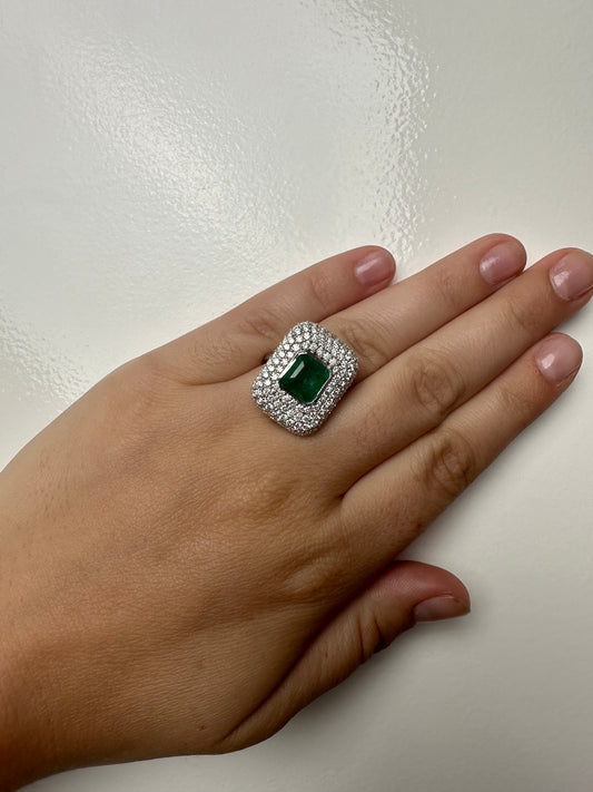 14KW Emerald (4.19 ct) & Diamond (2.5 CTW) Ring, 6.5