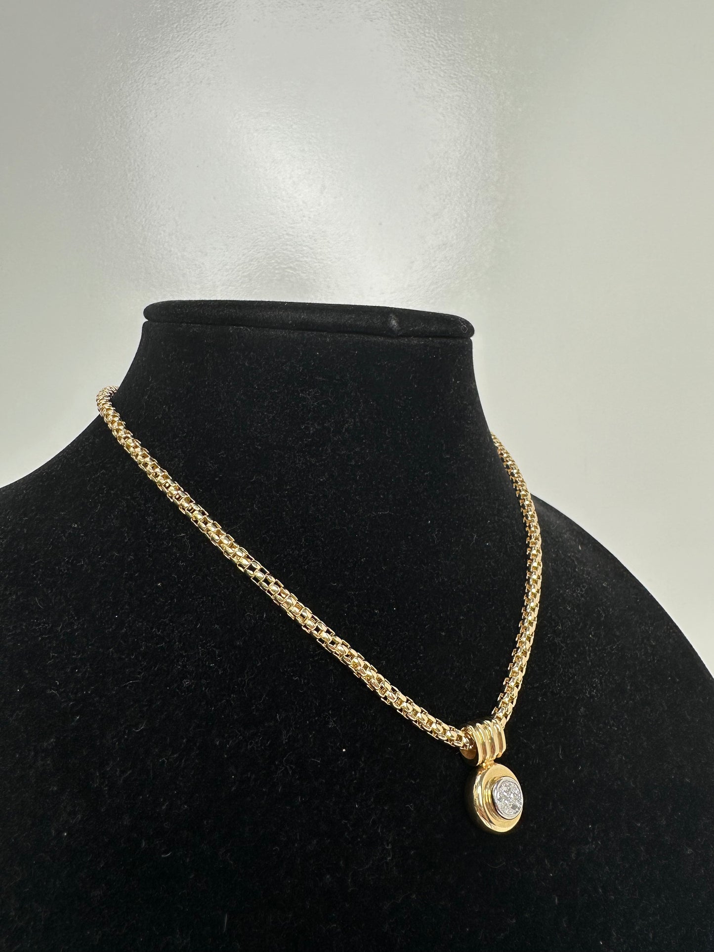 14KY & Diamond Bezel Drop Necklace