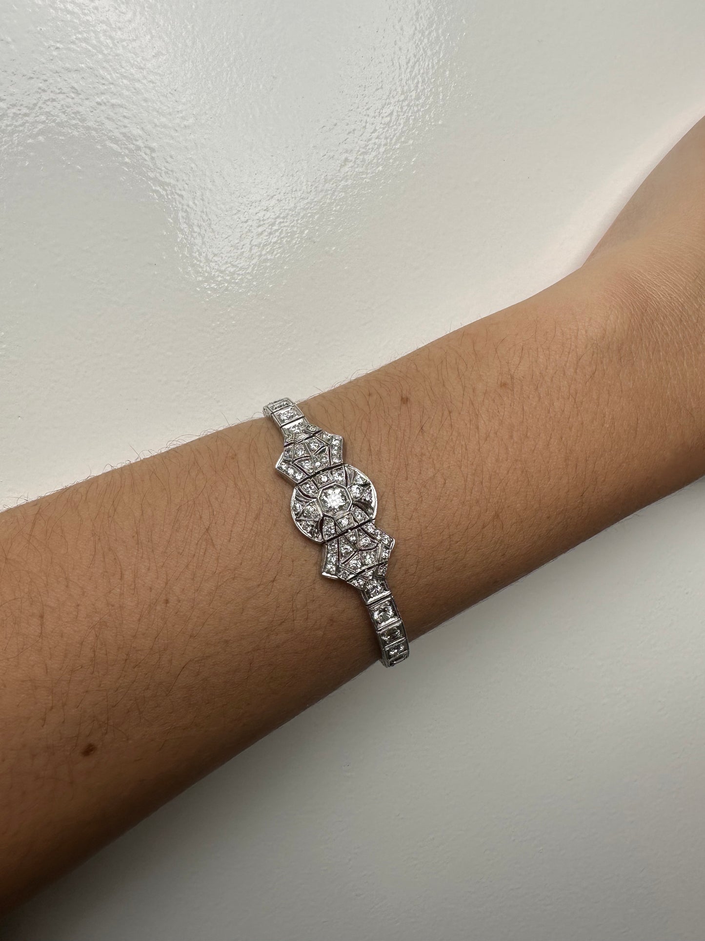 14KW Diamond (4.19 CTW) European Cut Bracelet