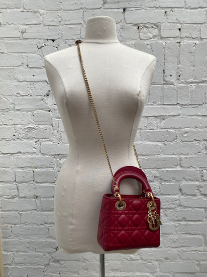 Dior Burgundy Mini Lady Dior Bag GHW