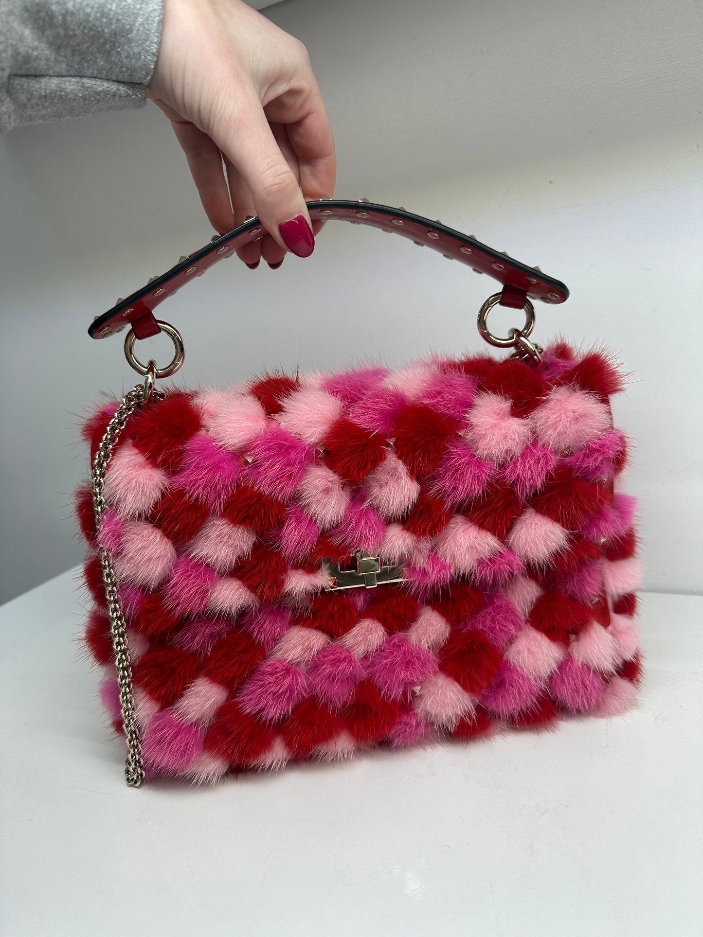 Valentino Pink Mink Pom Pom Crossbody Bag