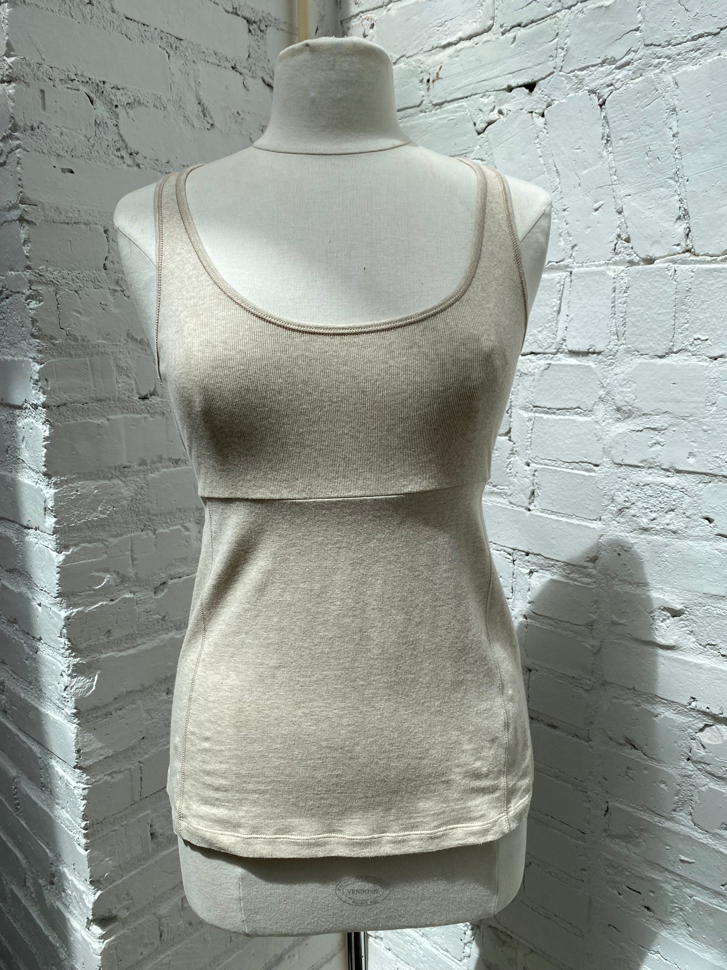 Brunello Cucinelli Tan / Cream Knit Silk Tie Tank Top, EST S