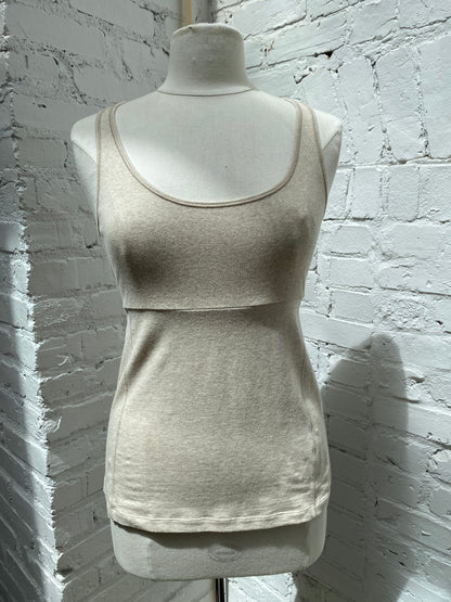 Brunello Cucinelli Tan / Cream Knit Silk Tie Tank Top, EST S
