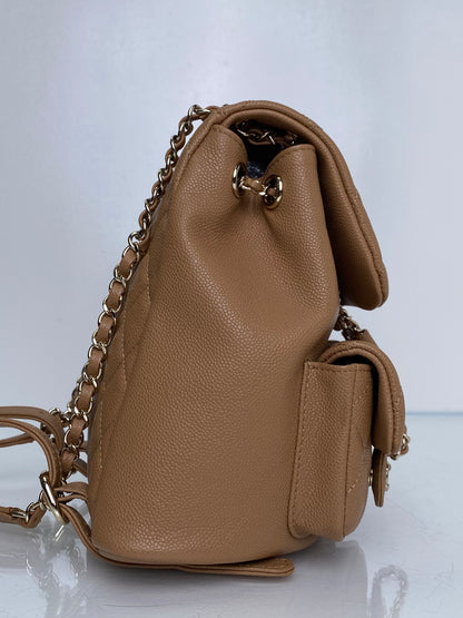 Chanel Caramel Duma Pockets Drawstring Caviar Backpack GHW