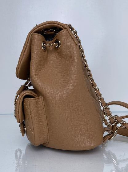 Chanel Caramel Duma Pockets Drawstring Caviar Backpack GHW