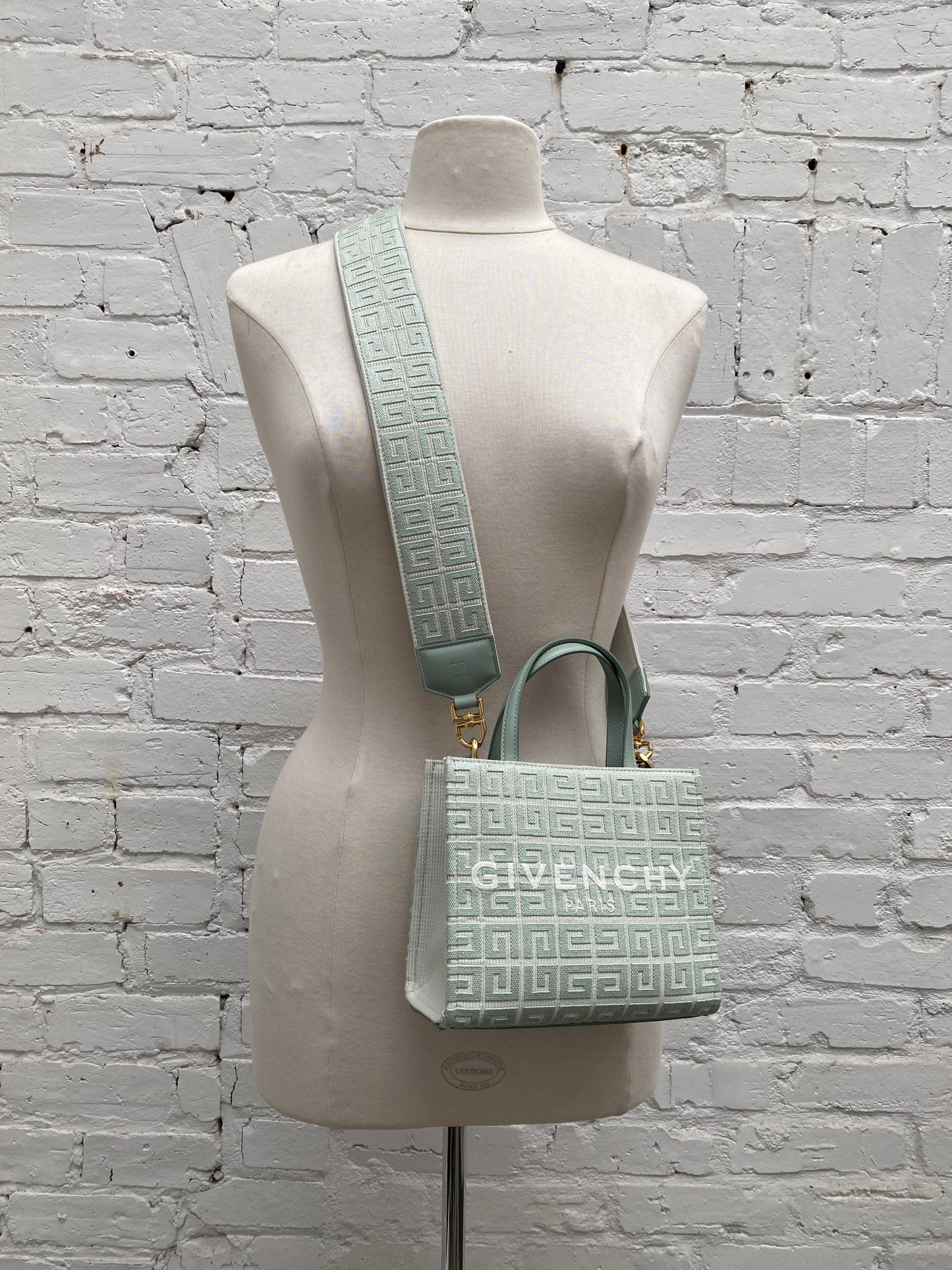 Givenchy Teal & White Logo Mini Tote Bag GHW