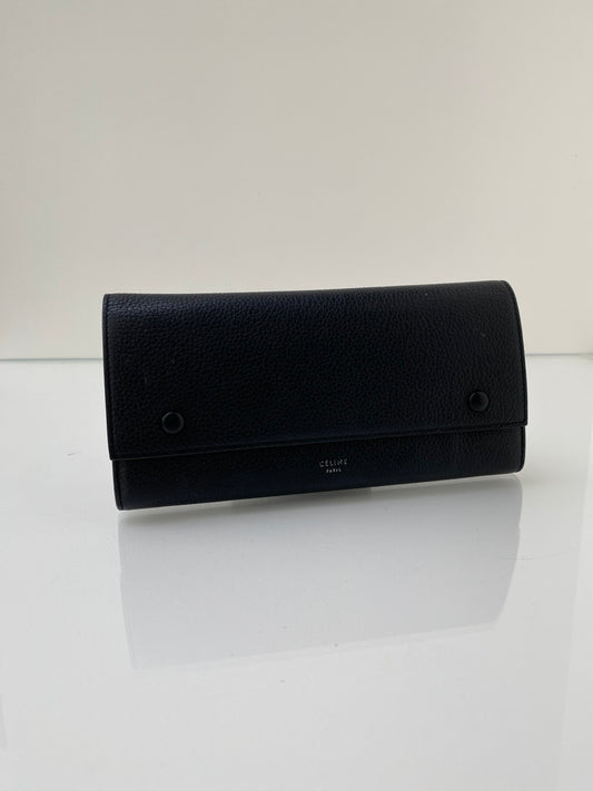 Celine Black Bifold Wallet With Yellow