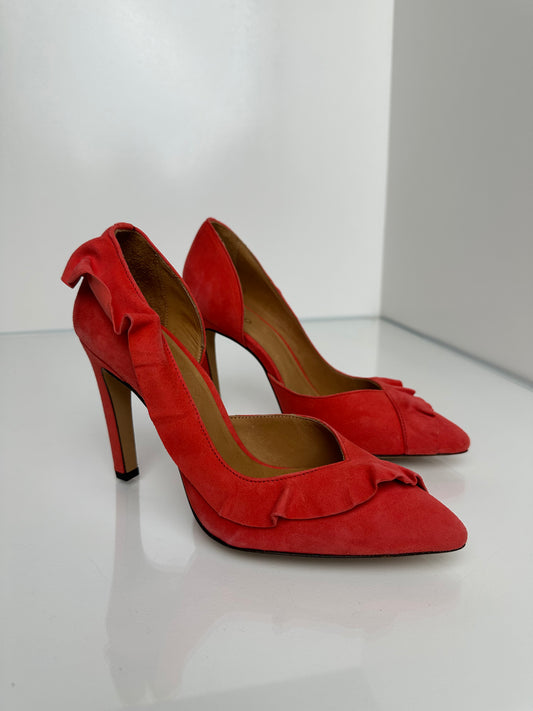 Iro Coral Suede Heels, 37