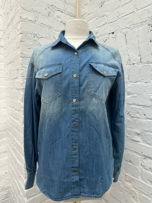 Pinko Blue Jean Button Down, Sz 40