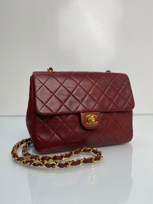 Chanel Vintage Square Burgundy 20cm Purse