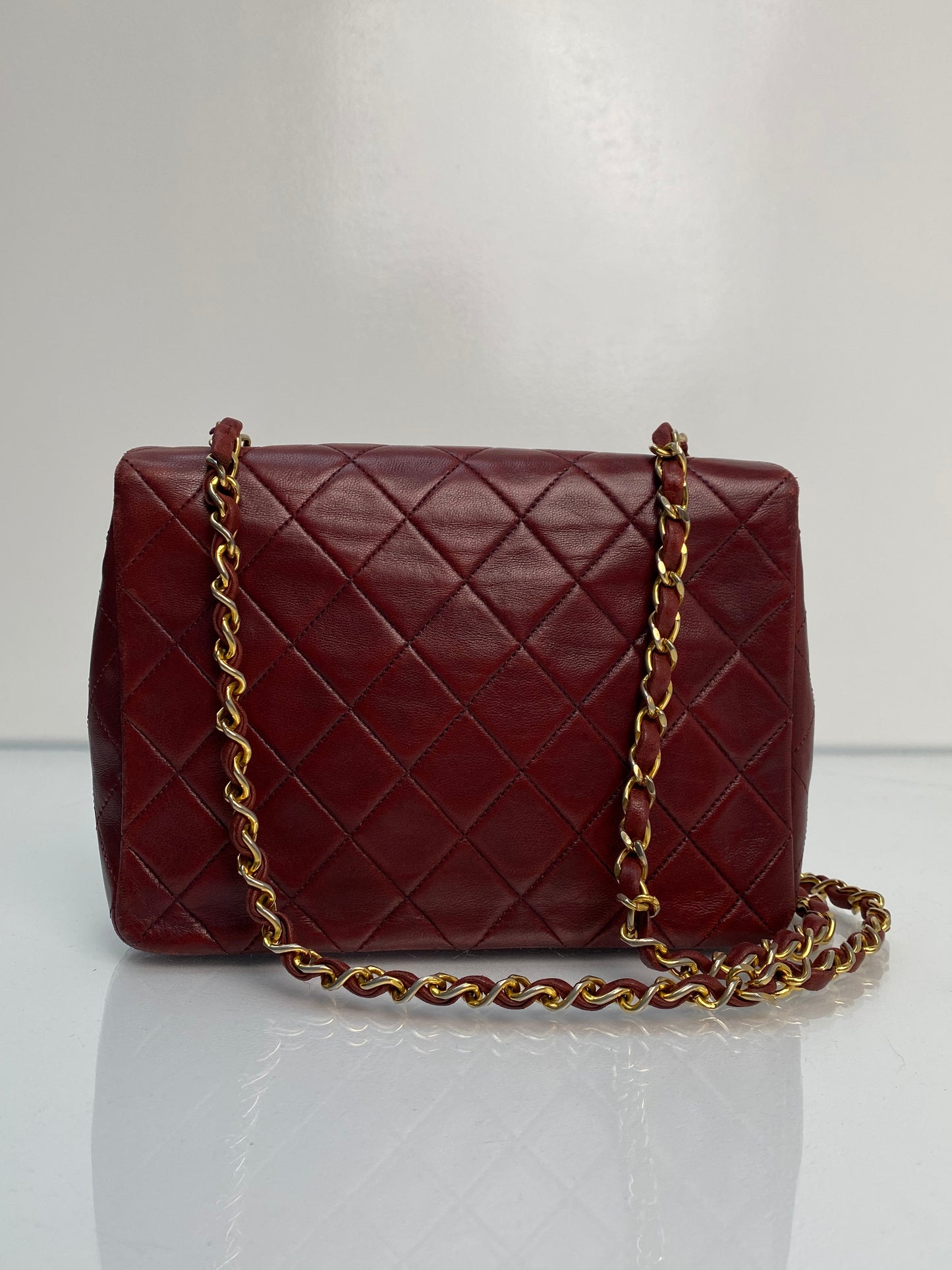 Chanel Vintage Square Burgundy 20cm Purse