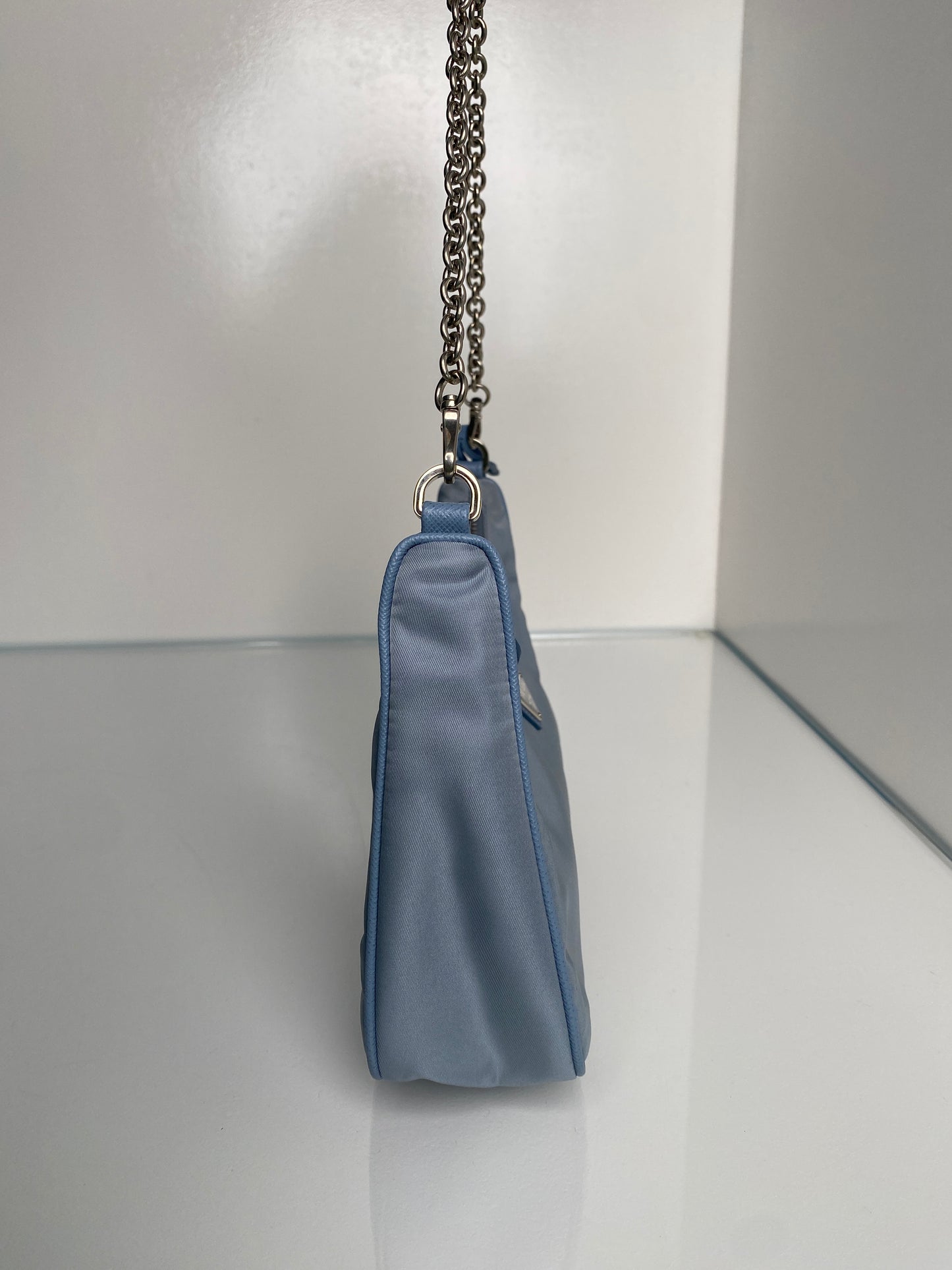 Prada Light Blue Nylon Re-edition Shoulder Bag SHW