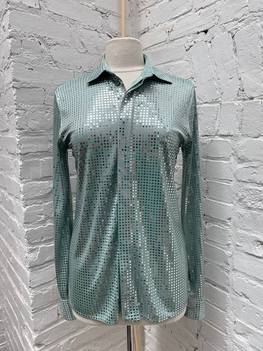 Bottega Veneta Aqua And Square Mirror Button Down Top, 40