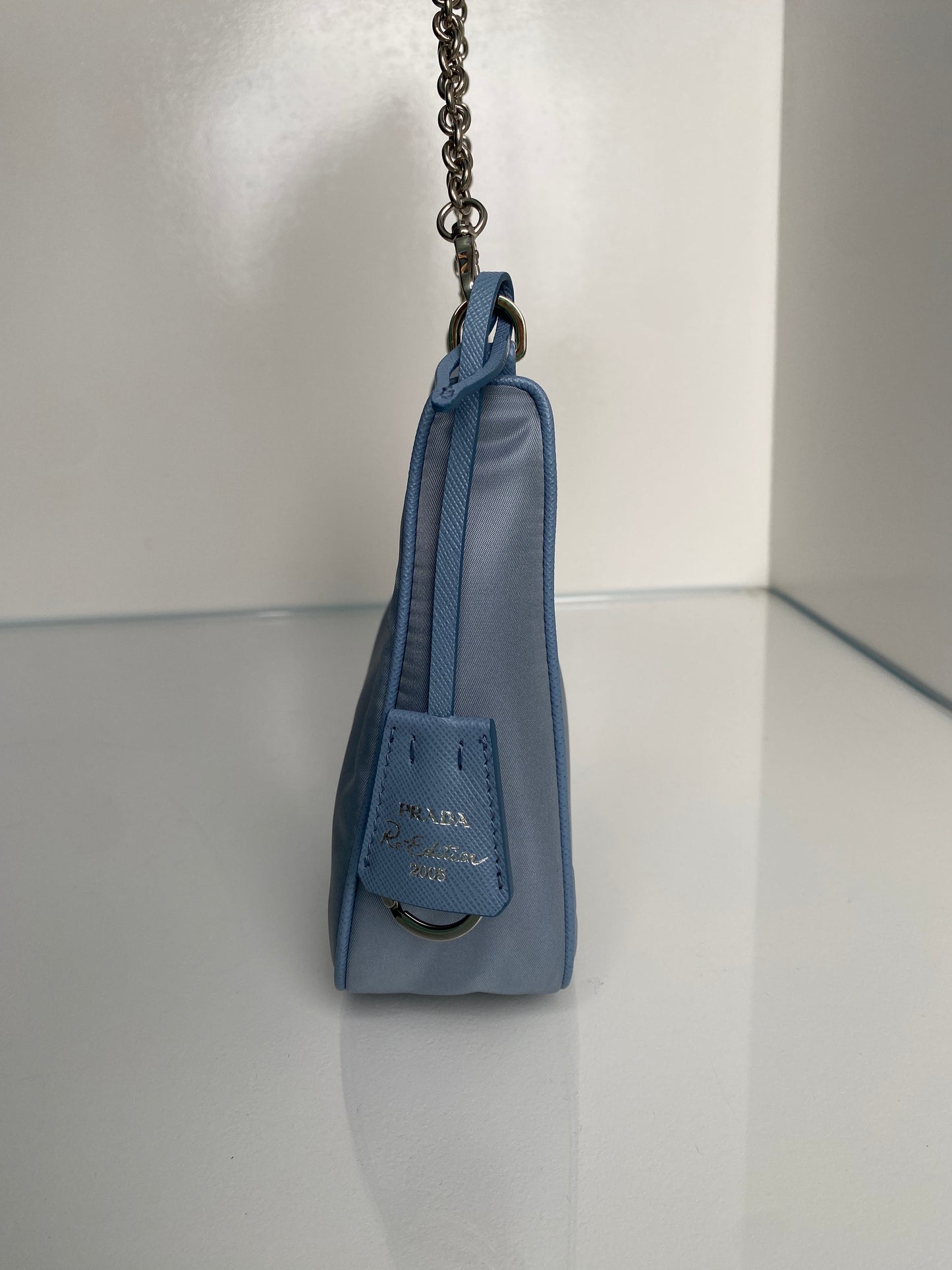 Prada Light Blue Nylon Re-edition Shoulder Bag SHW