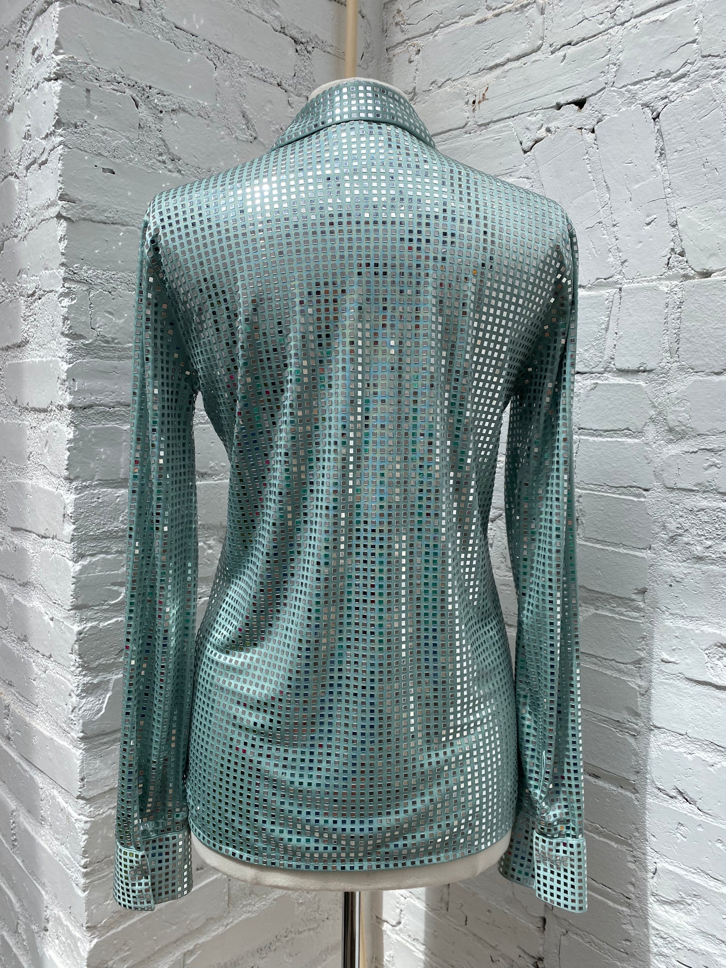 Bottega Veneta Aqua And Square Mirror Button Down Top, 40