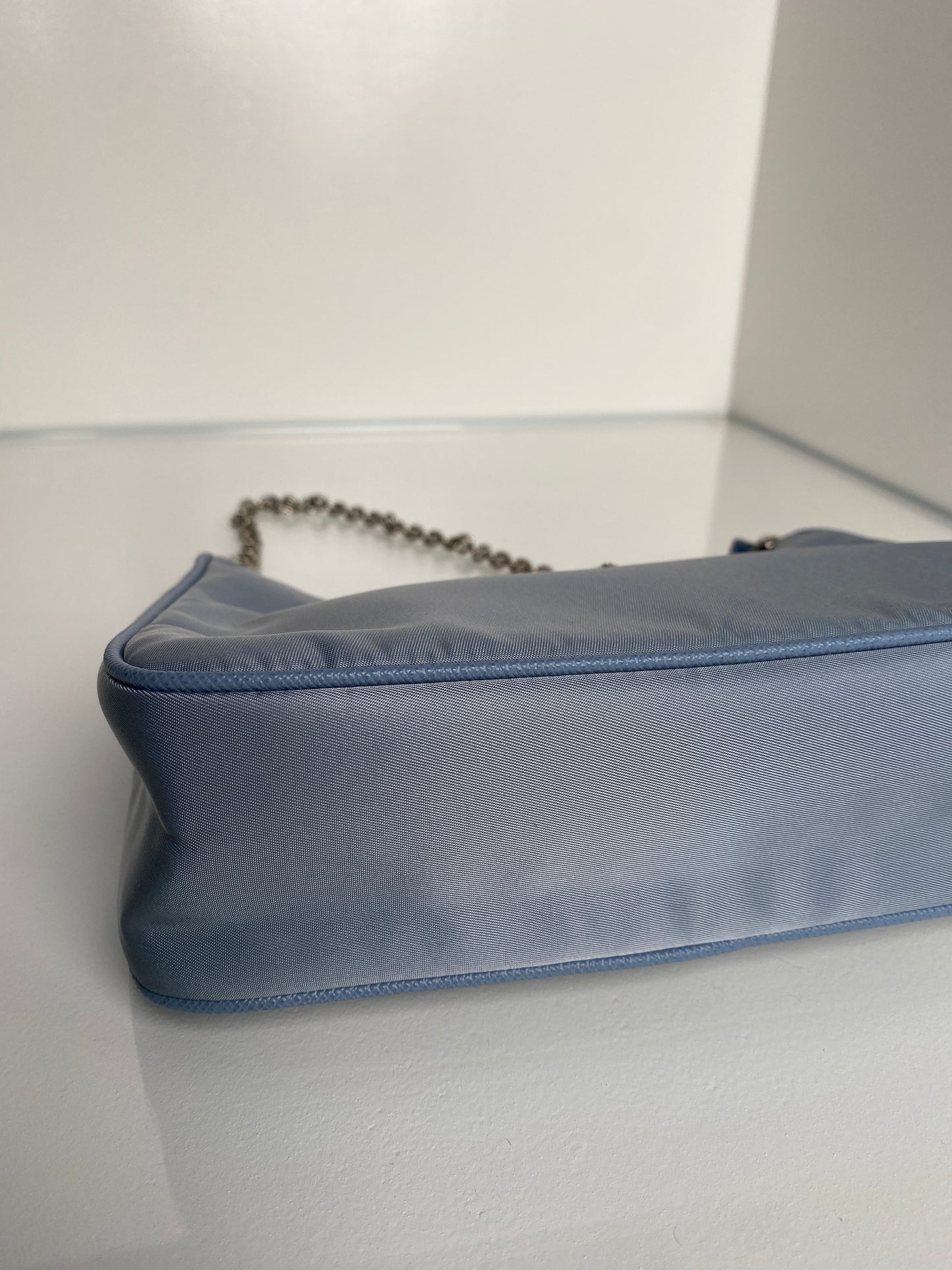 Prada Light Blue Nylon Re-edition Shoulder Bag SHW