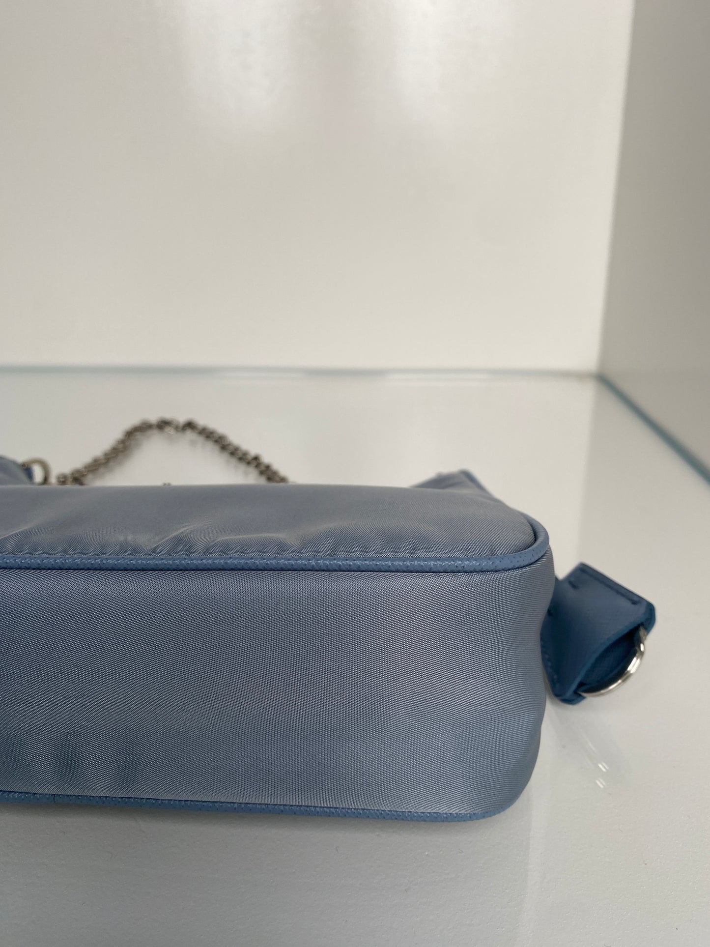 Prada Light Blue Nylon Re-edition Shoulder Bag SHW