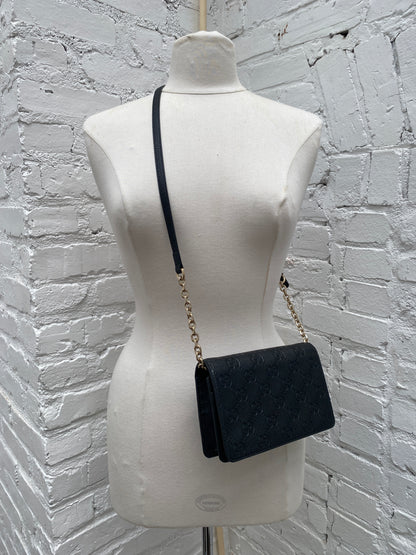 Gucci Black GG Emblem Wallet On Chain Crossbody Bag GHW