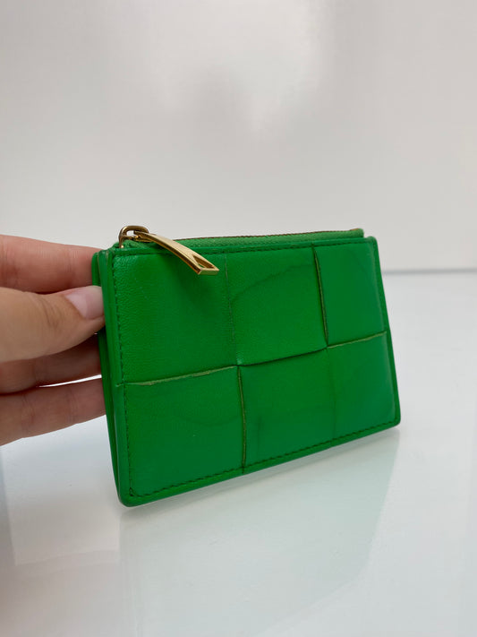 Bottega Veneta Green Leather Card Case