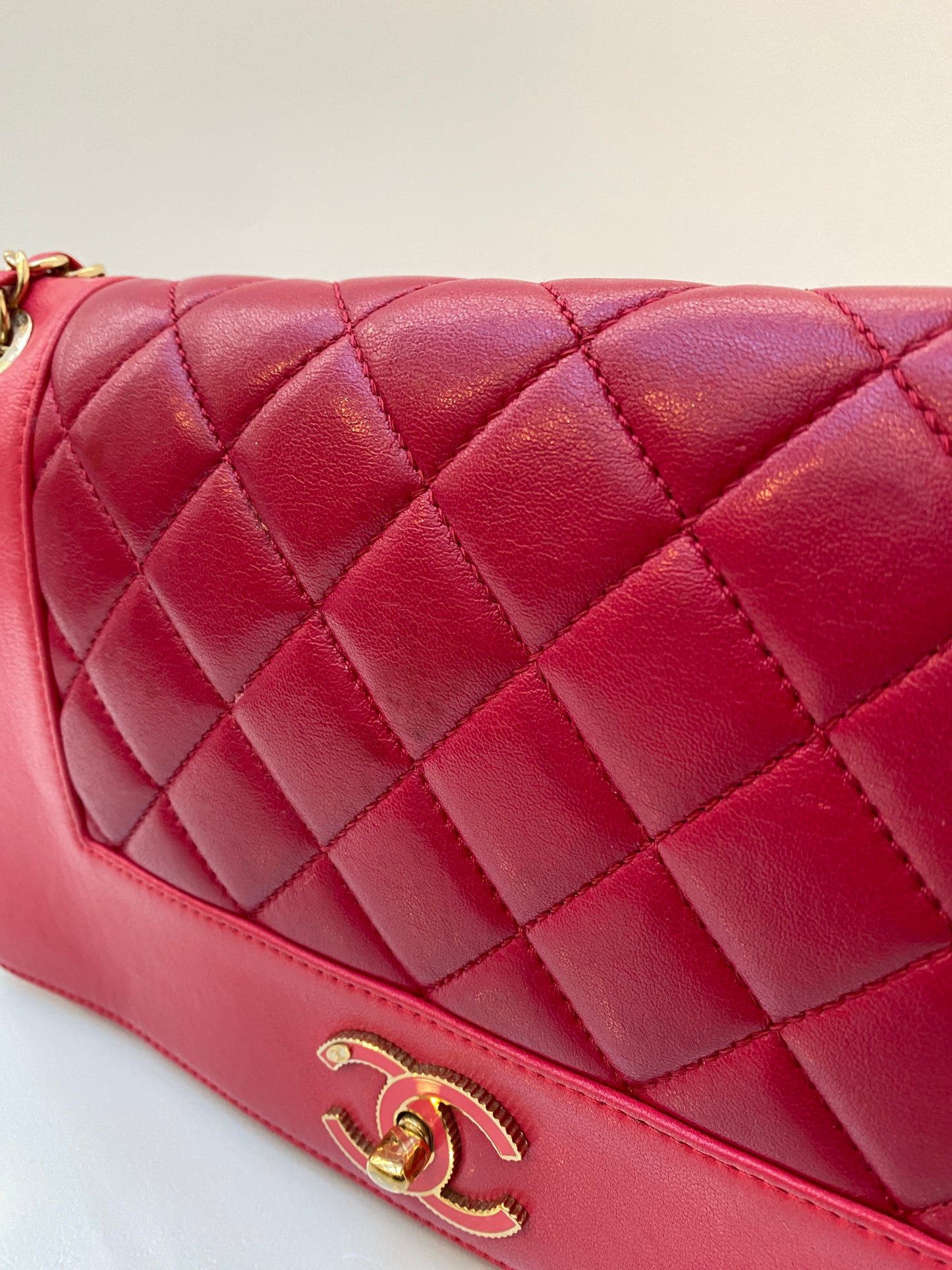 Chanel Hot Pink Lambskin Leather Mademoiselle Flap Bag GHW