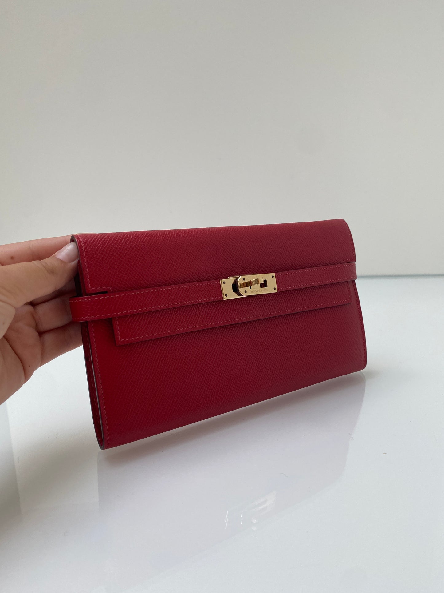 Hermes Kelly Togo Wallet Red GHW