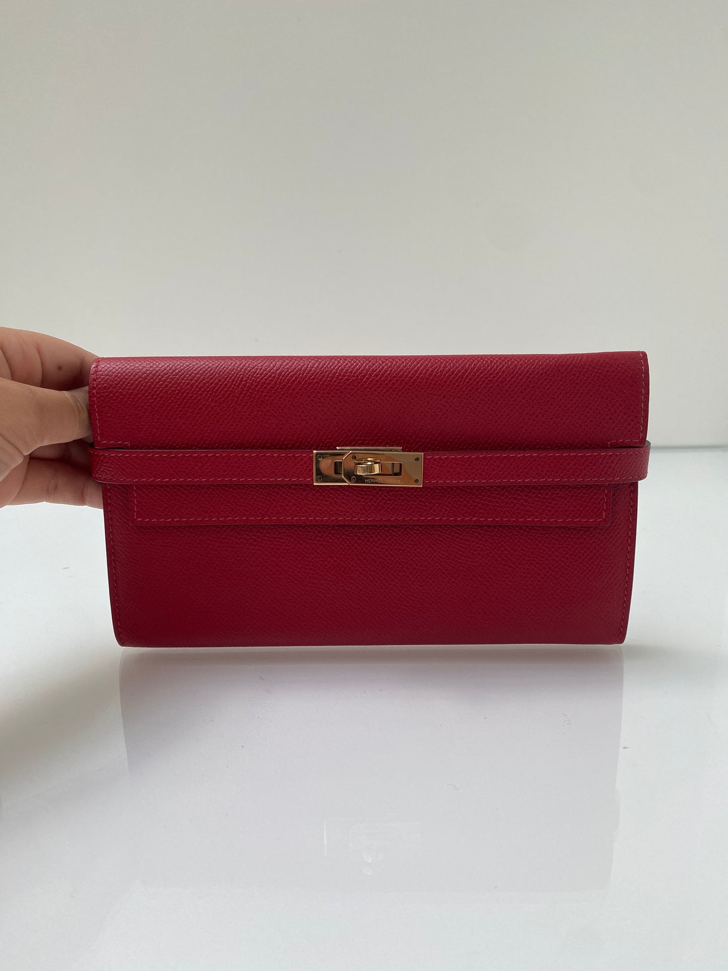 Hermes Kelly Togo Wallet Red GHW