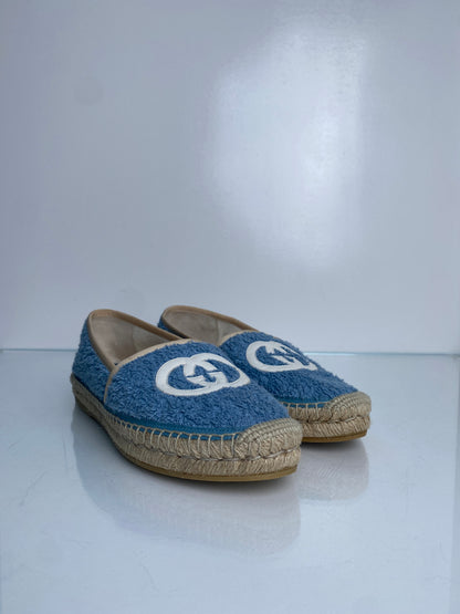 Gucci Blue Terrycloth & Cream GG Espadrilles, 40