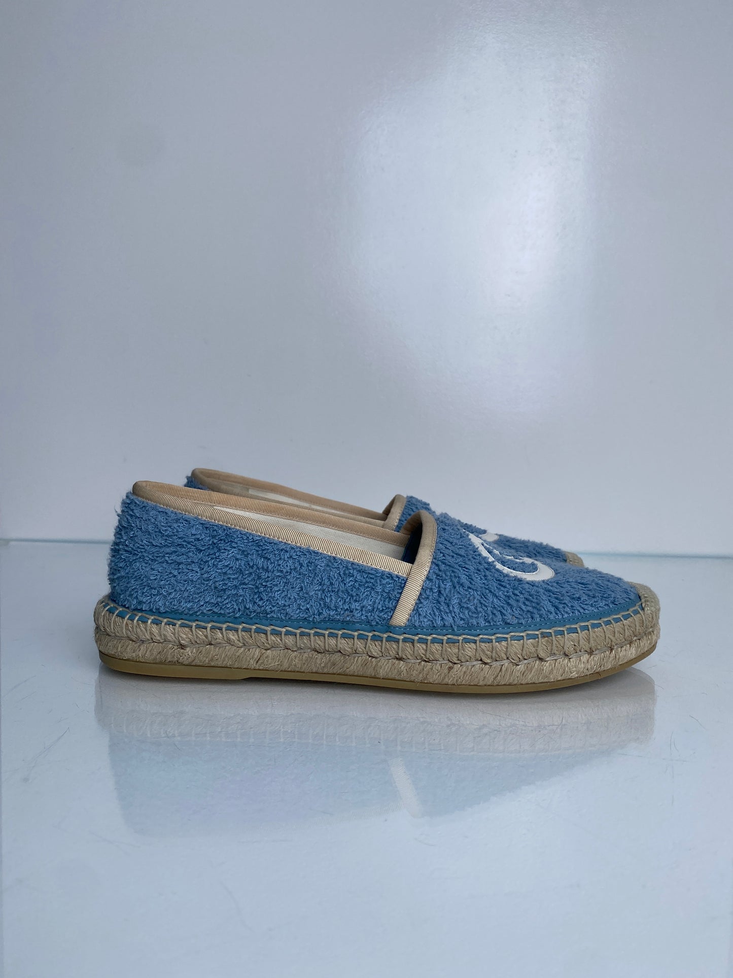 Gucci Blue Terrycloth & Cream GG Espadrilles, 40