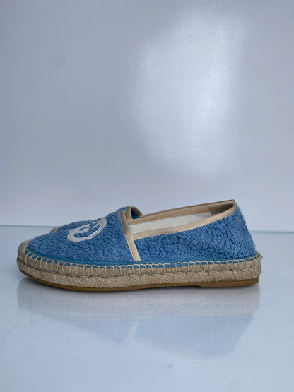 Gucci Blue Terrycloth & Cream GG Espadrilles, 40