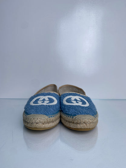 Gucci Blue Terrycloth & Cream GG Espadrilles, 40