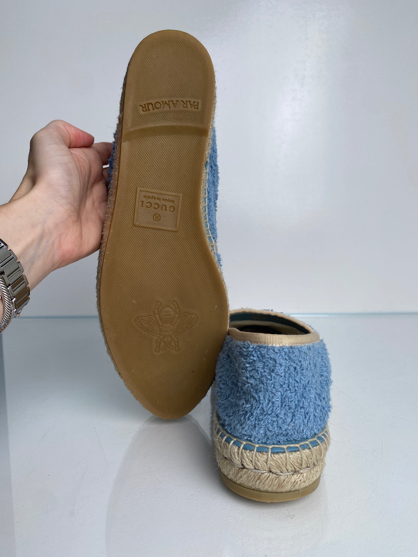 Gucci Blue Terrycloth & Cream GG Espadrilles, 40
