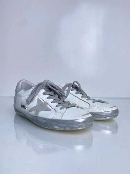 Golden Goose White & Grey Superstar Sneakers, 38