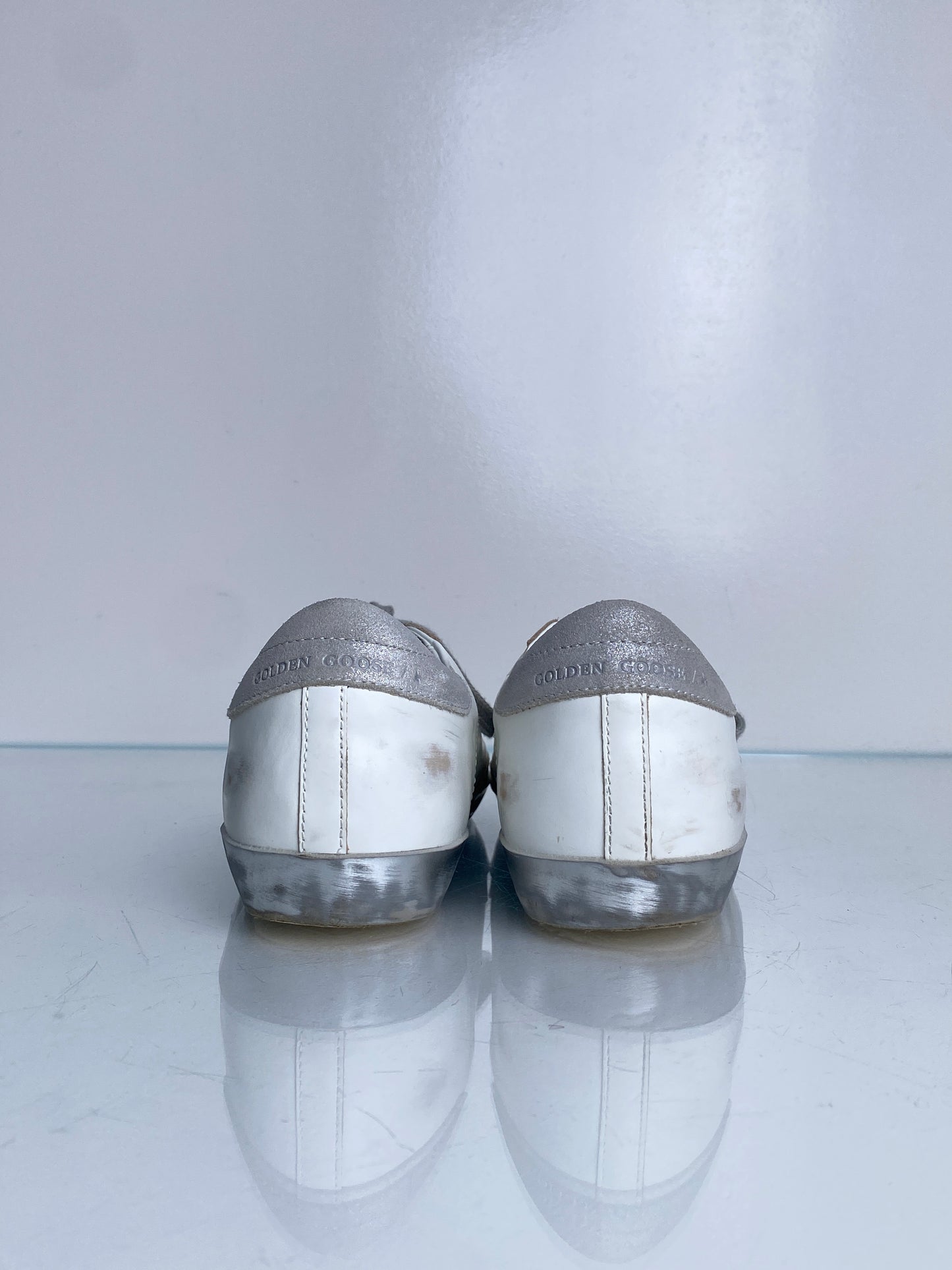 Golden Goose White & Grey Superstar Sneakers, 38