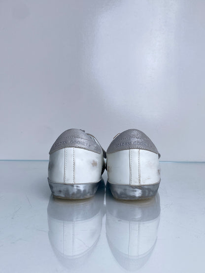 Golden Goose White & Grey Superstar Sneakers, 38