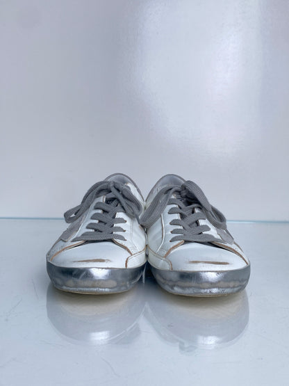 Golden Goose White & Grey Superstar Sneakers, 38