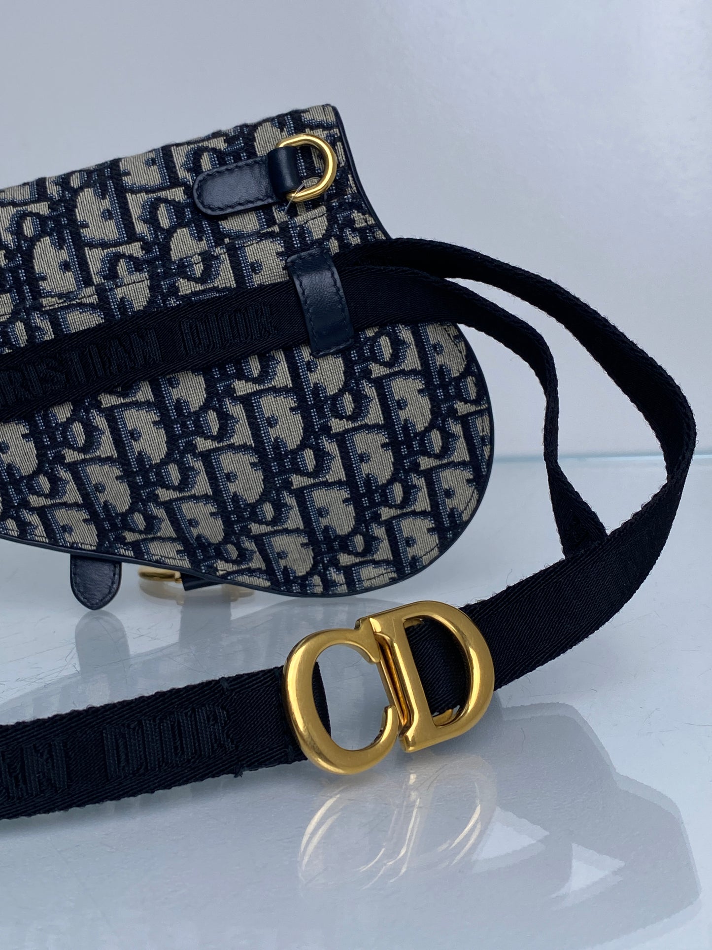Dior Navy Oblique Bum Bag GHW