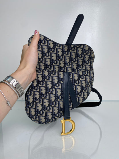 Dior Navy Oblique Bum Bag GHW