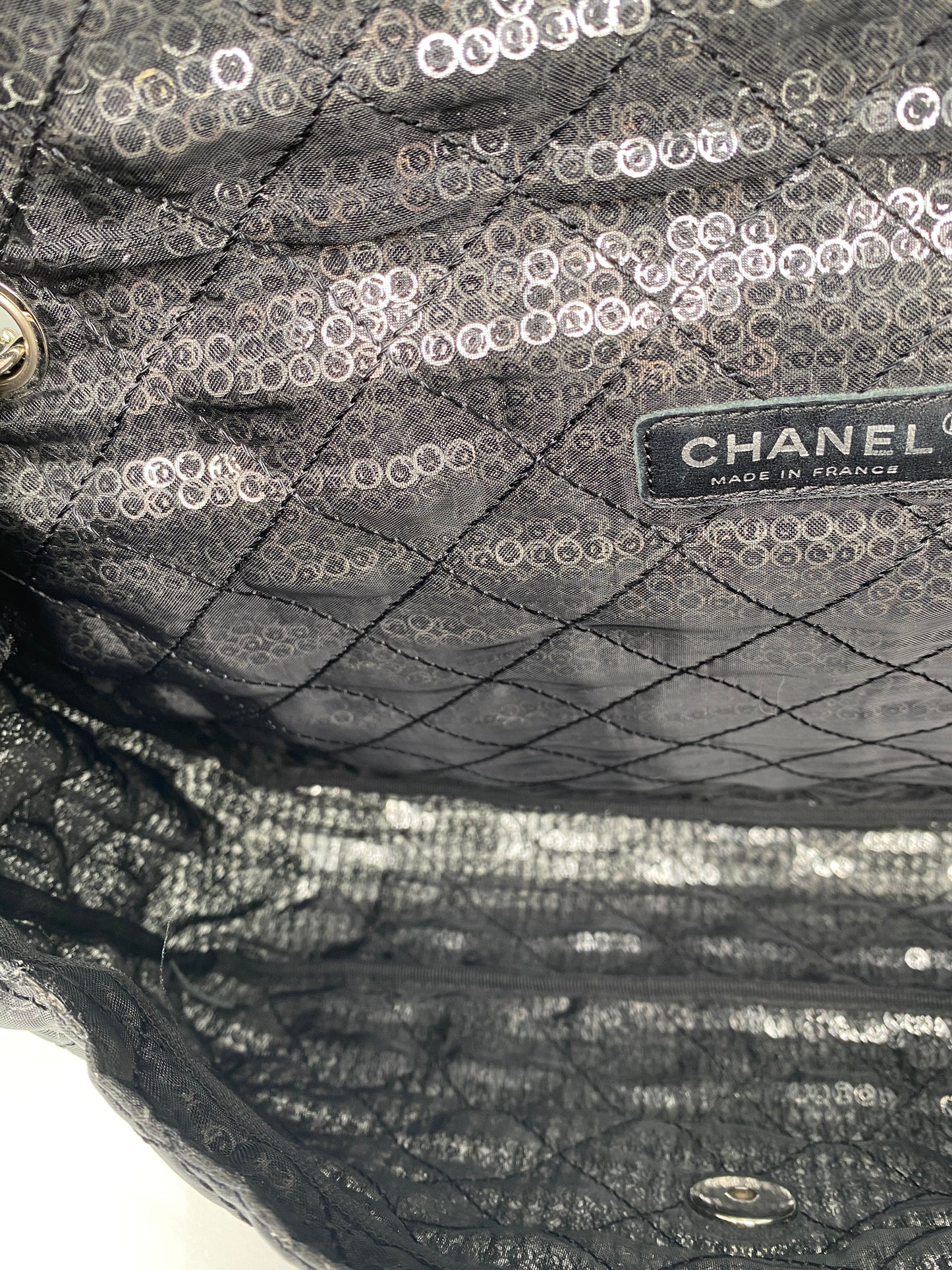 Chanel Black Hidden Sequin Maxi Single Flap Bag SHW #12