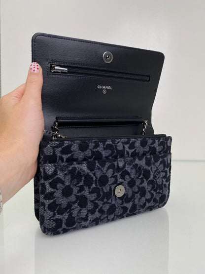 Chanel Denim Floral CC Wallet On Chain Bag RHW