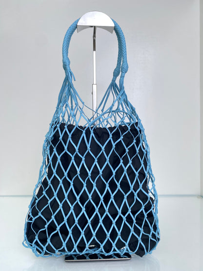 Prada Rete Tessuto Blue/Black Nylon Net Bag SHW