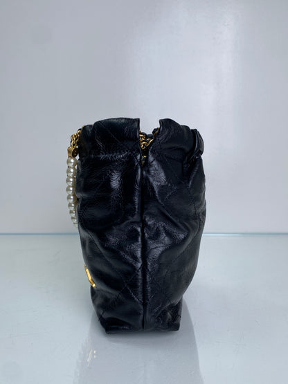 Chanel 22 Mini Black Pearl Chain Strap Bag GHW