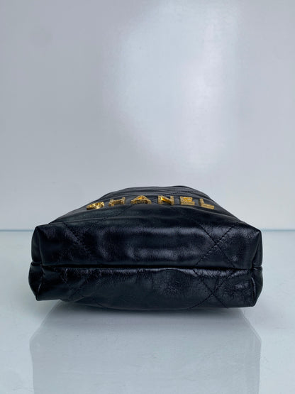 Chanel 22 Mini Black Pearl Chain Strap Bag GHW