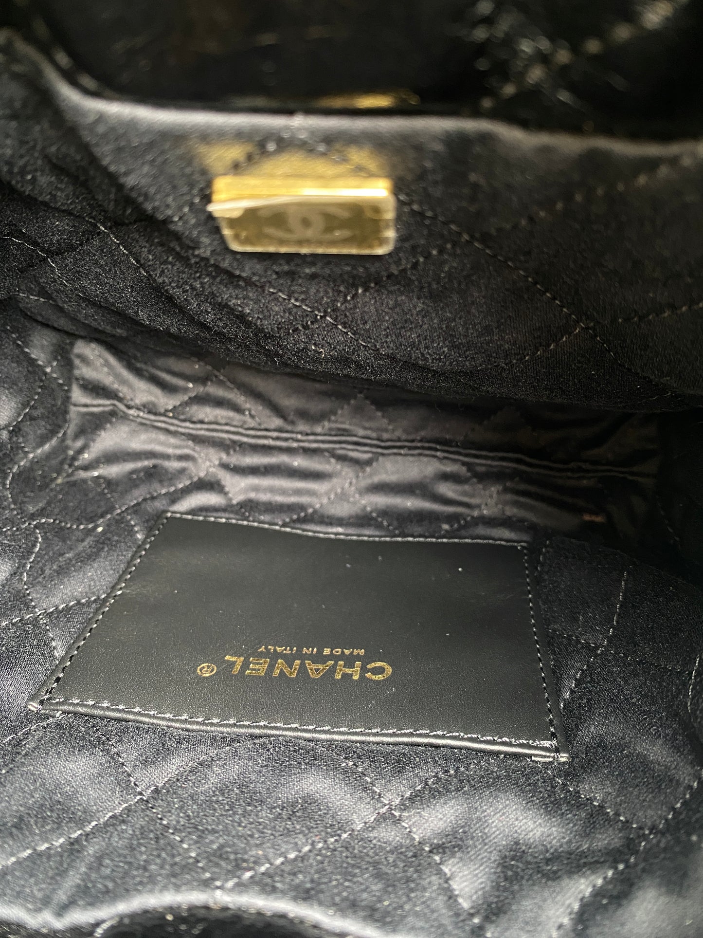 Chanel 22 Mini Black Pearl Chain Strap Bag GHW