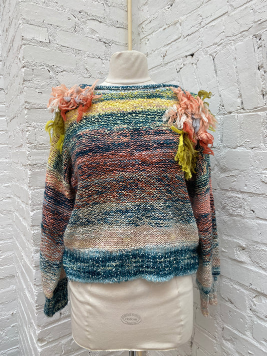 Anthropologie Multicolor Knit & Fringe Sweater, XS