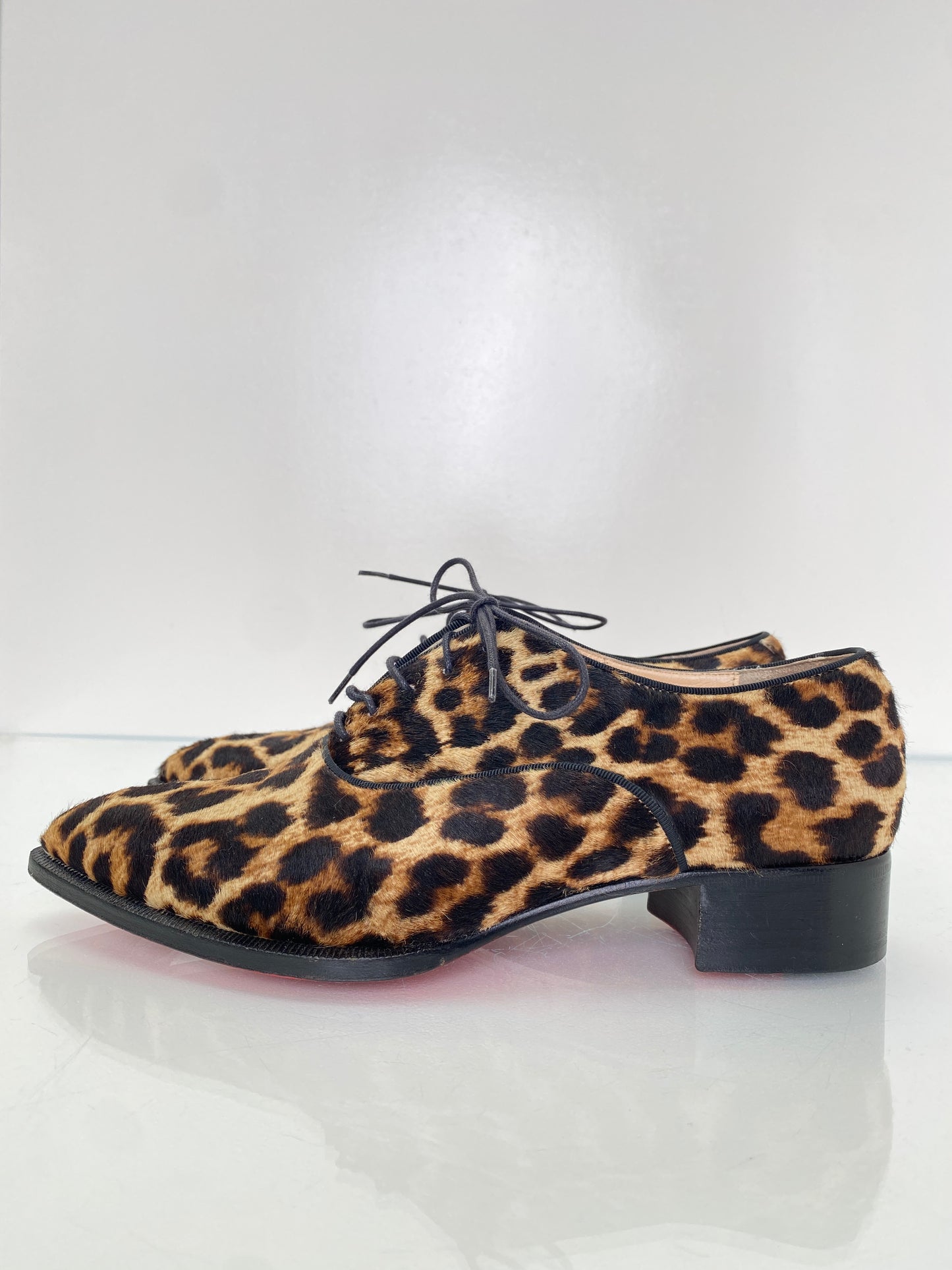 Christian Louboutin Leopard Pony Hair Loafers, 39