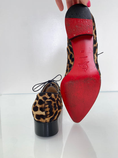 Christian Louboutin Leopard Pony Hair Loafers, 39
